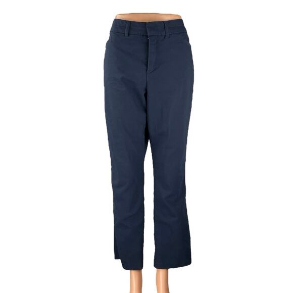 Gloria Vanderbilt Women's Navy Blue High Rise Straight Leg Trousers Pants Sz 14 - Picture 1 of 5